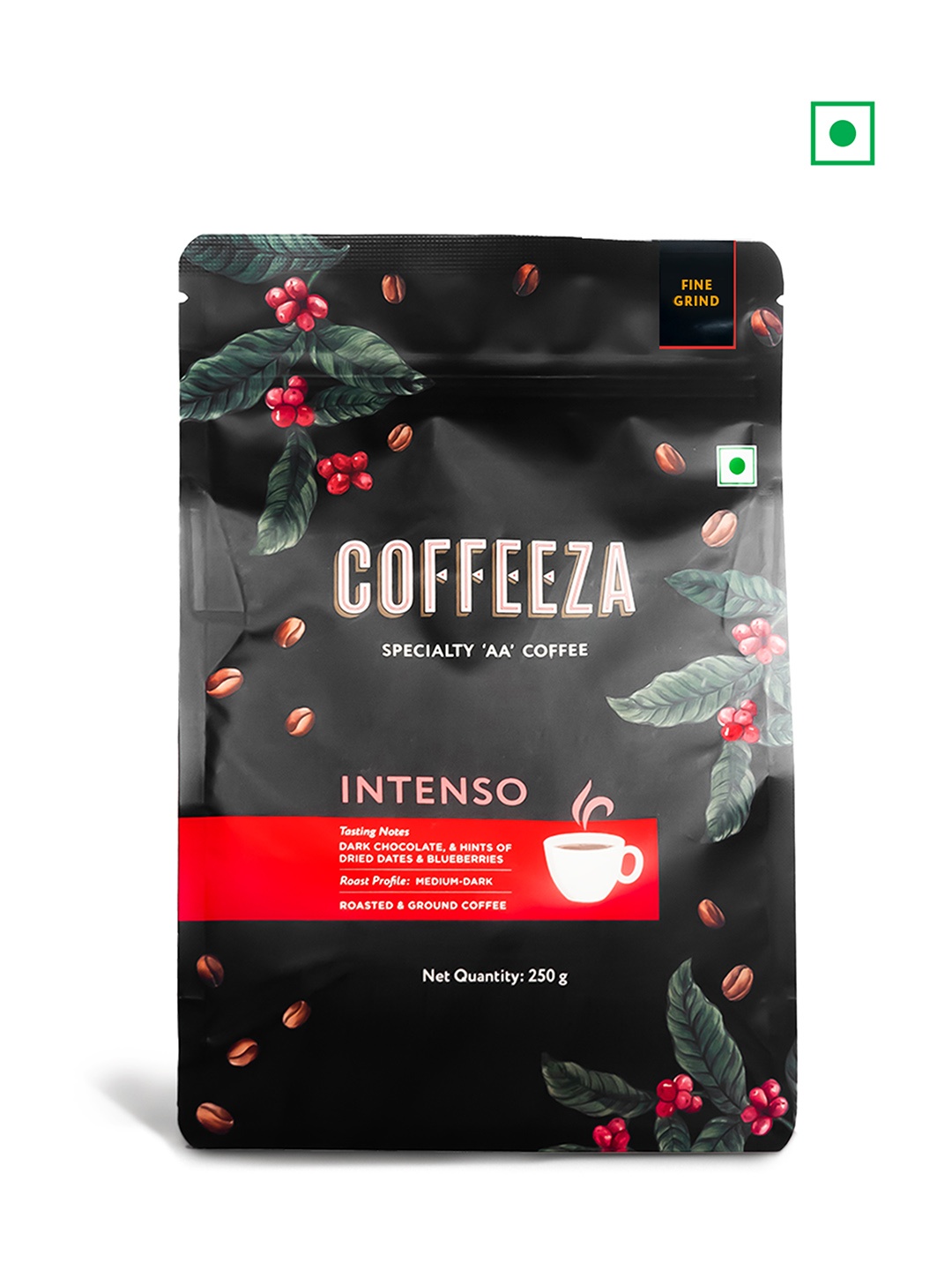 

Coffeeza Intenso Fine Grind Roasted Ground Coffee- 250gm, Black