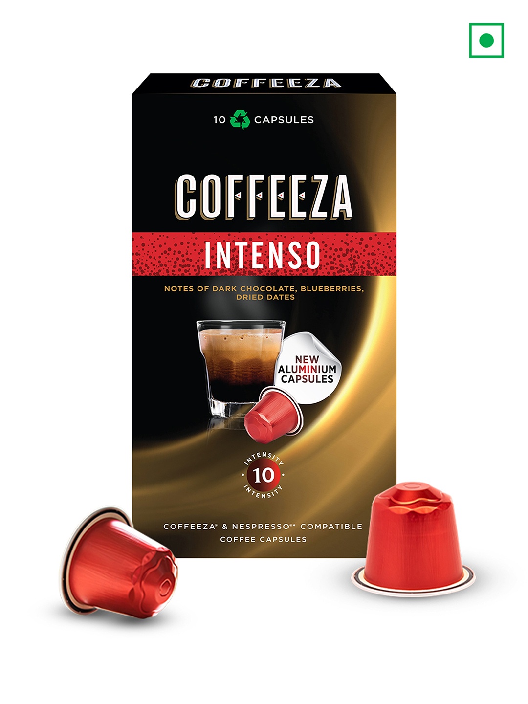 

Coffeeza Intenso Aluminium Coffee Capsules Intensity 10, Black