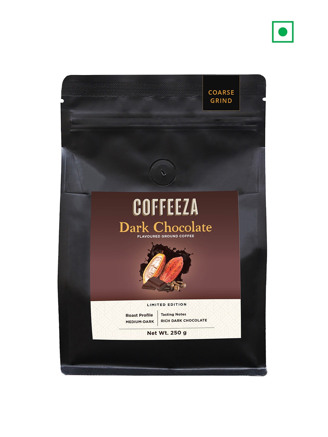 

Coffeeza Dark Chocolate Flavoured Coarse Grind Ground Coffee 250gm, Black