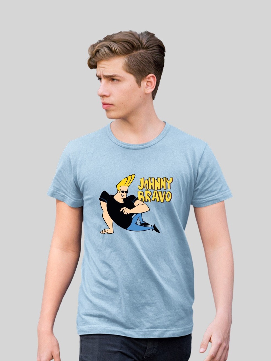 

Minute Mirth Round Neck Short Sleeves Printed Cotton T-shirt, Blue