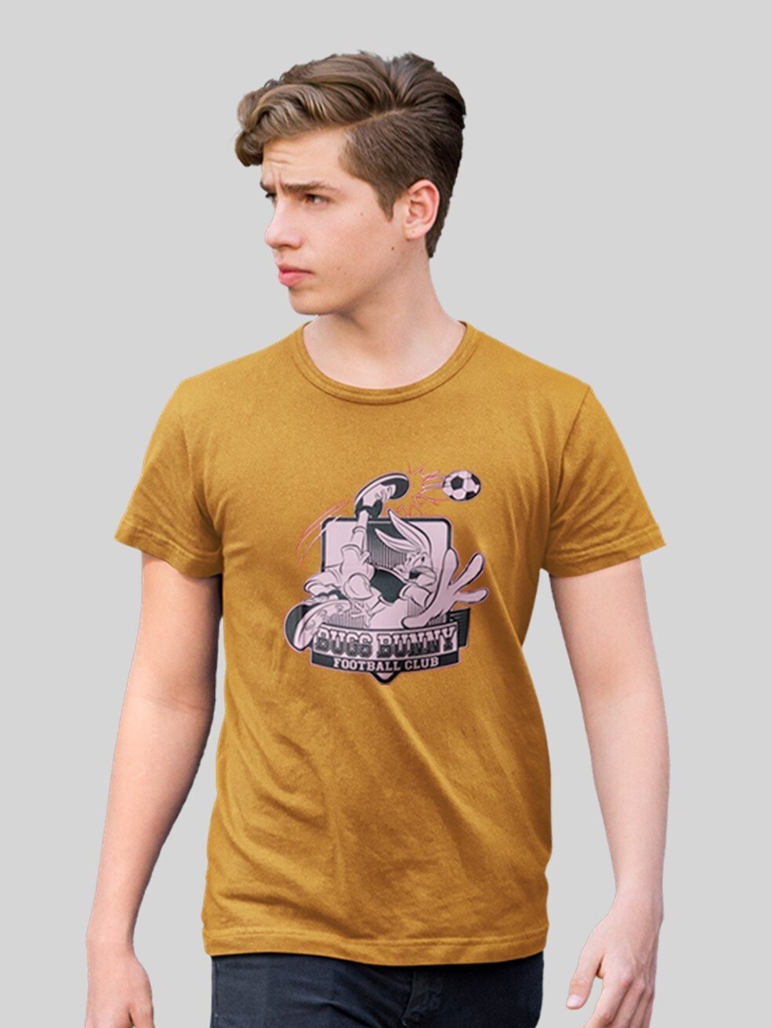

Minute Mirth Looney Tunes Printed T-shirt, Mustard