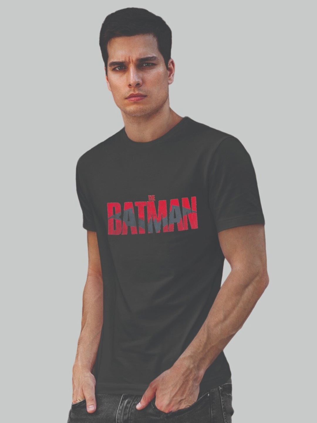 

Minute Mirth Round Neck Short Sleeves Typography Batman Printed T-shirt, Black