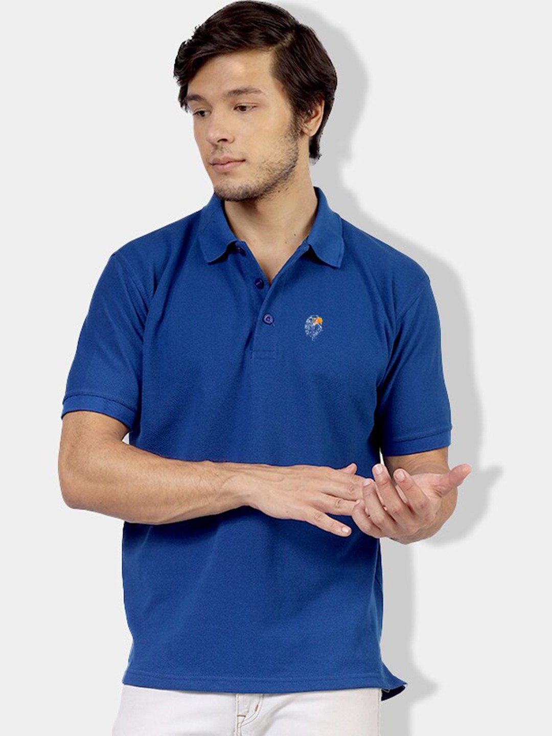 

Greylongg Polo Collar Cotton T-shirt, Blue