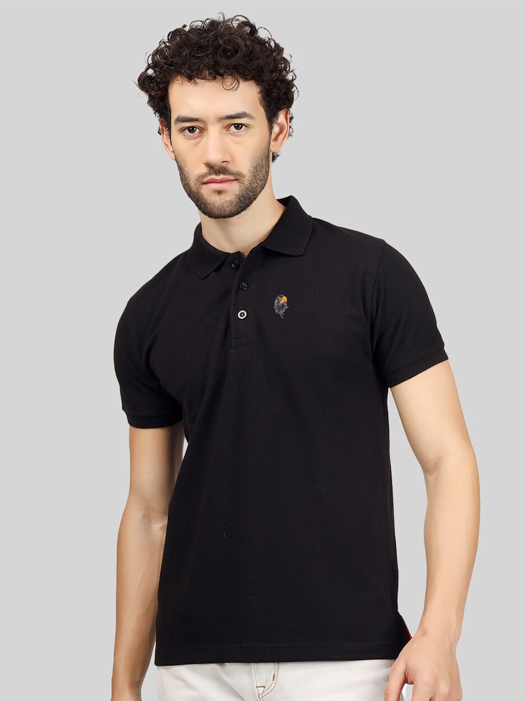

Greylongg Polo Collar T-shirt, Black