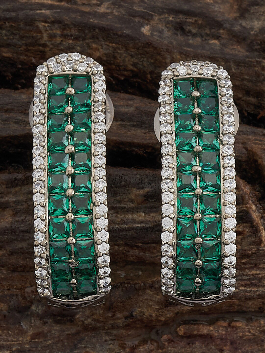 

Kushal's Fashion Jewellery Rhodium Plated Cubic Zirconia Classic Stud Earrings, Silver