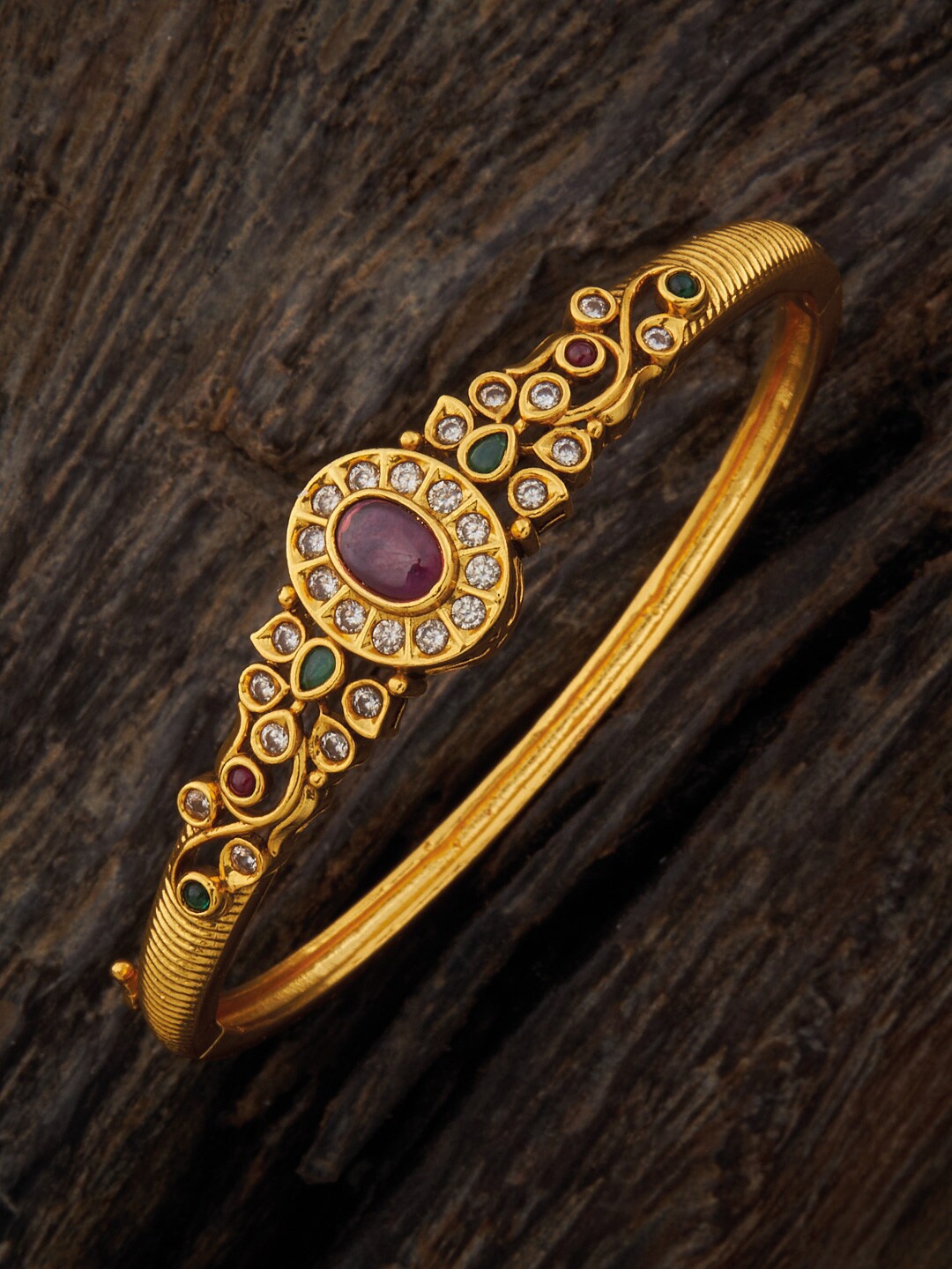 

Kushal's Fashion Jewellery Women Gold-Plated Antique Kada Bracelet