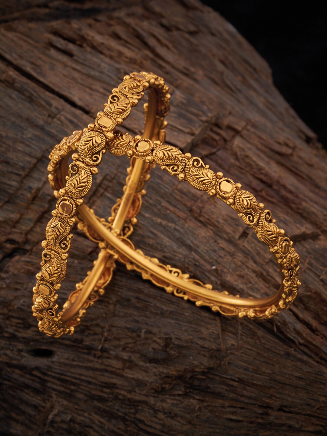 

Kushal's Fashion Jewellery Set Of 2 Gold-Plated Bangles