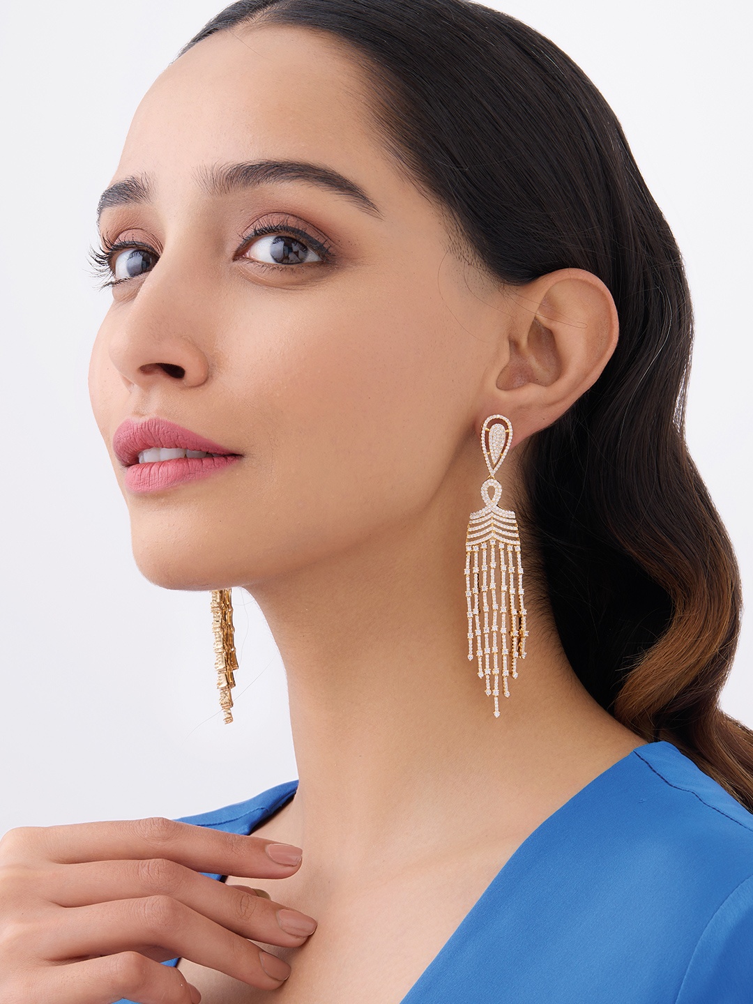 

Kushal's Fashion Jewellery Gold Plated Zircon Classic Drop Earrings