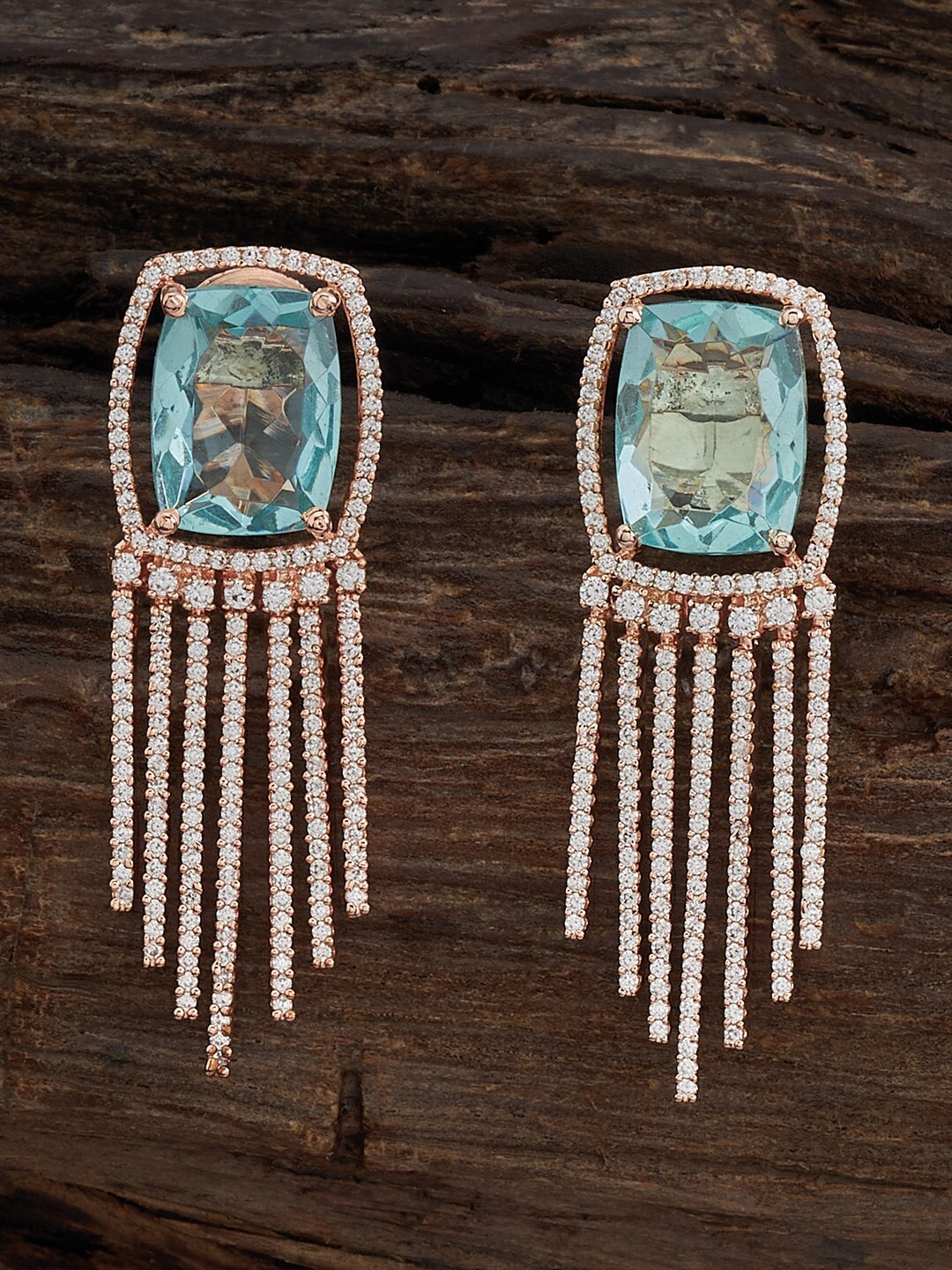 

Kushal's Fashion Jewellery Rose Gold Plated Zircon Classic Drop Earrings, Silver