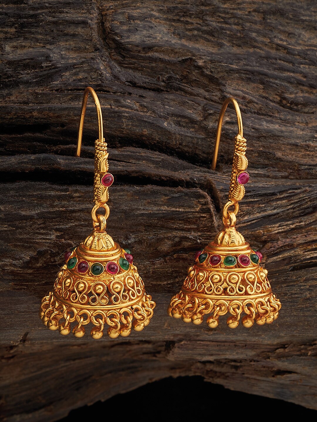 

Kushal's Fashion Jewellery Gold Plated 92.5 Pure Silver Dome Shaped Jhumkas