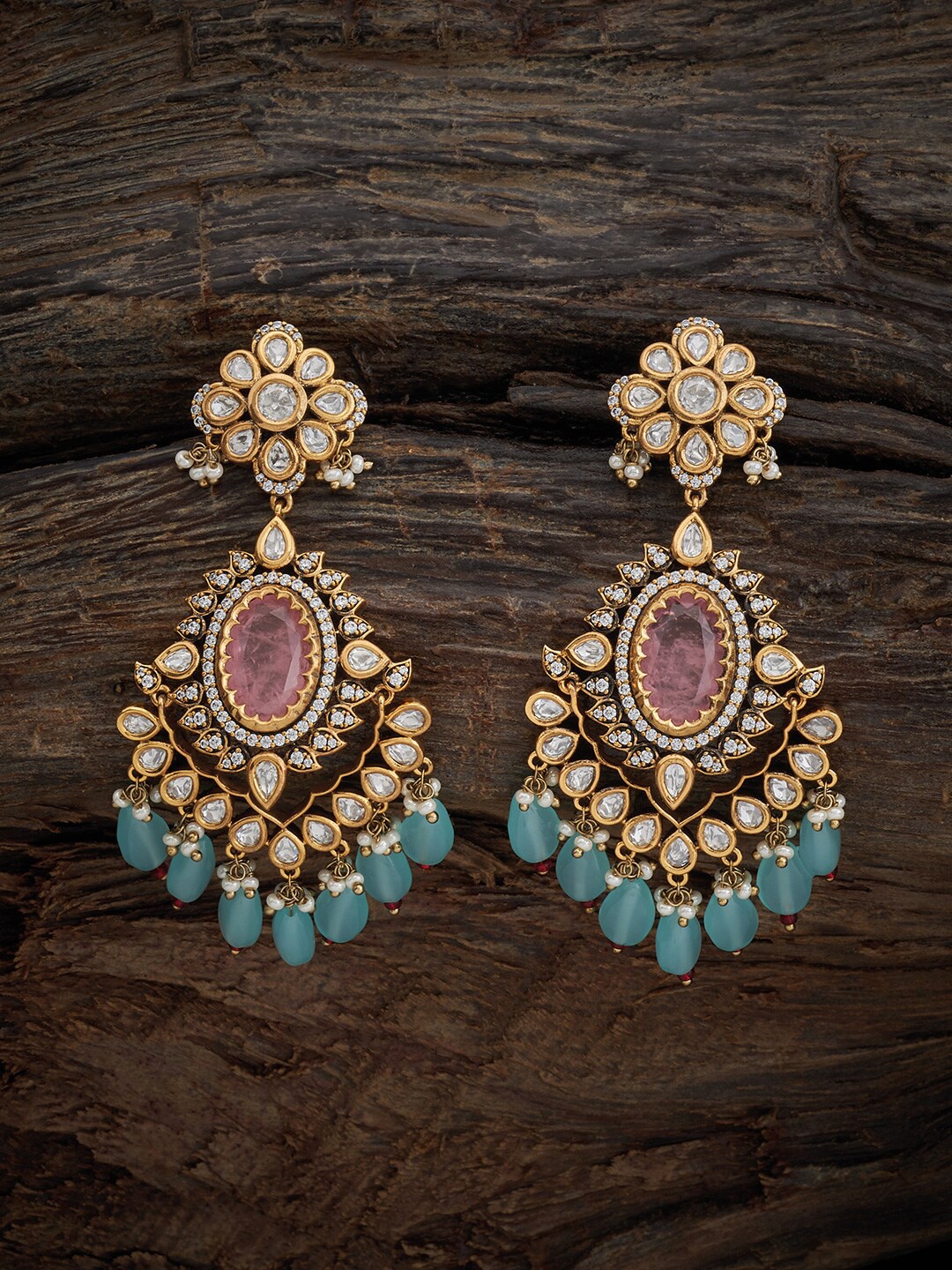 

Kushal's Fashion Jewellery Stone Studded Kundan Classic Drop Earrings, Gold