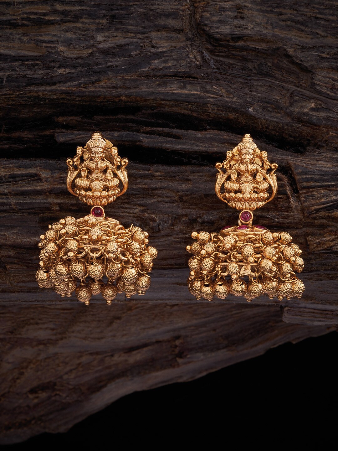 

Kushal's Fashion Jewellery Gold-Plated Dome Shaped Antique Jhumkas