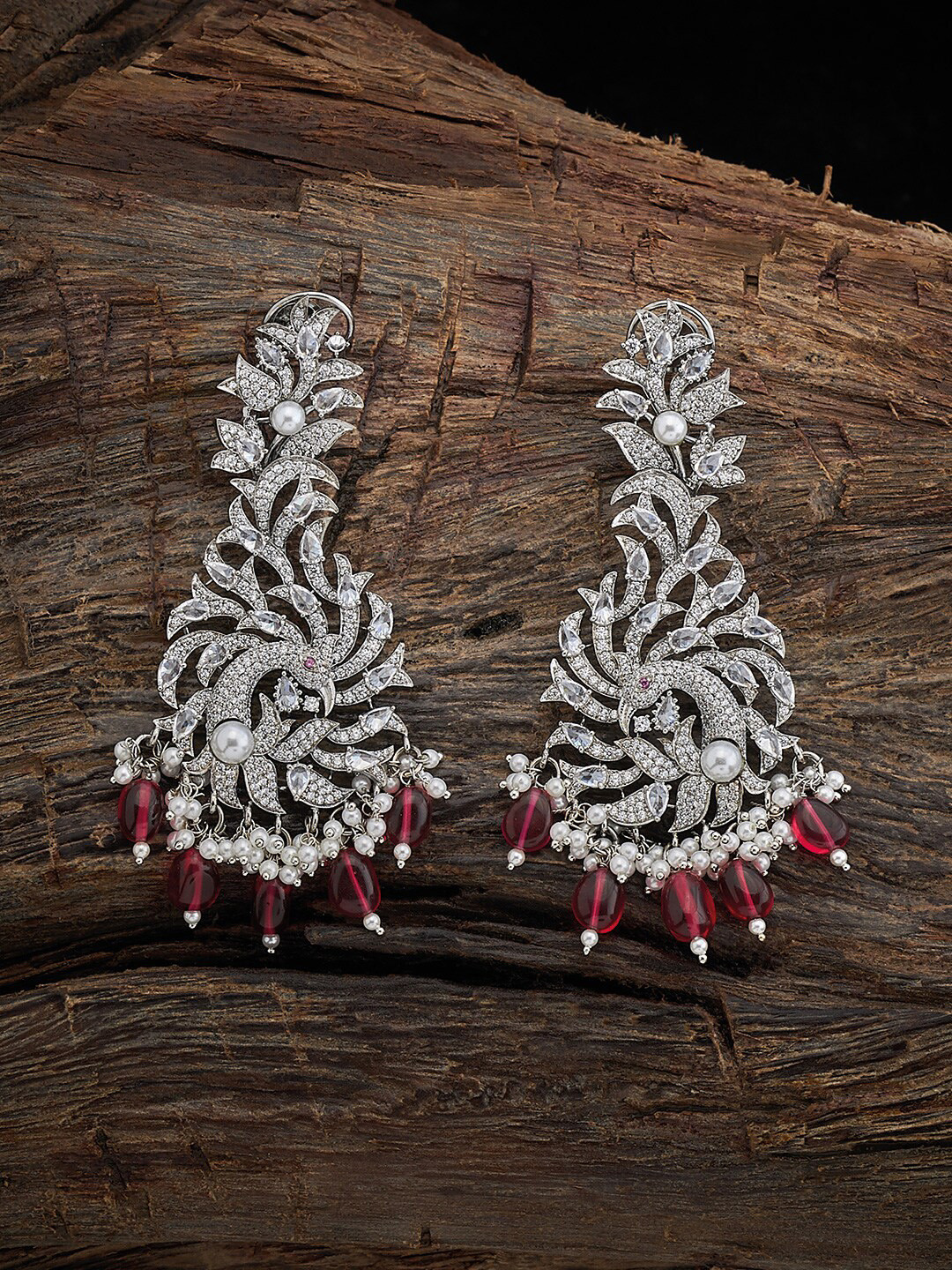 

Kushal's Fashion Jewellery Rhodium-Plated Contemporary Drop Earrings, Silver