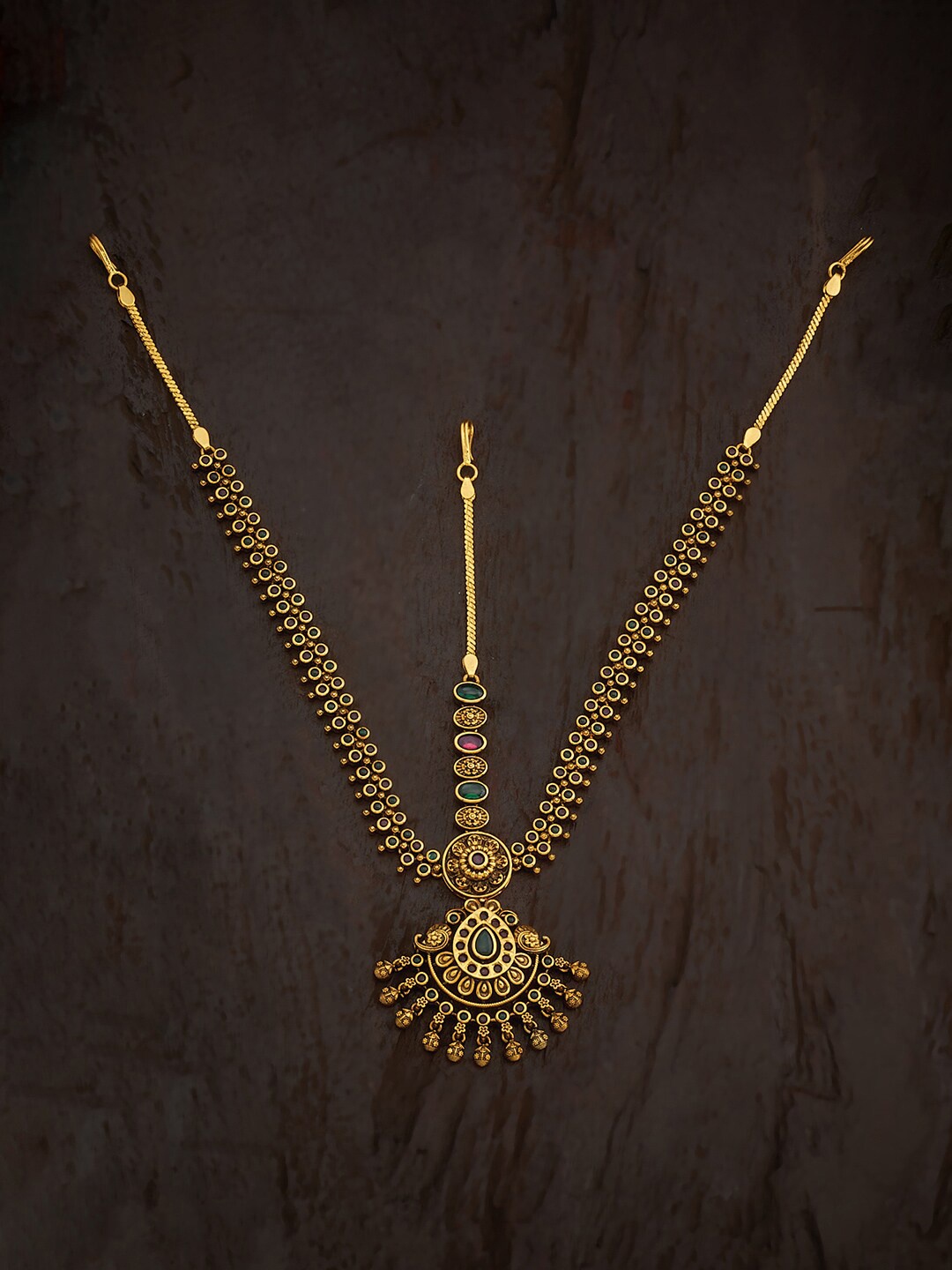 

Kushal's Fashion Jewellery Gold-Plated Stone-Studded Layered Matha Patti