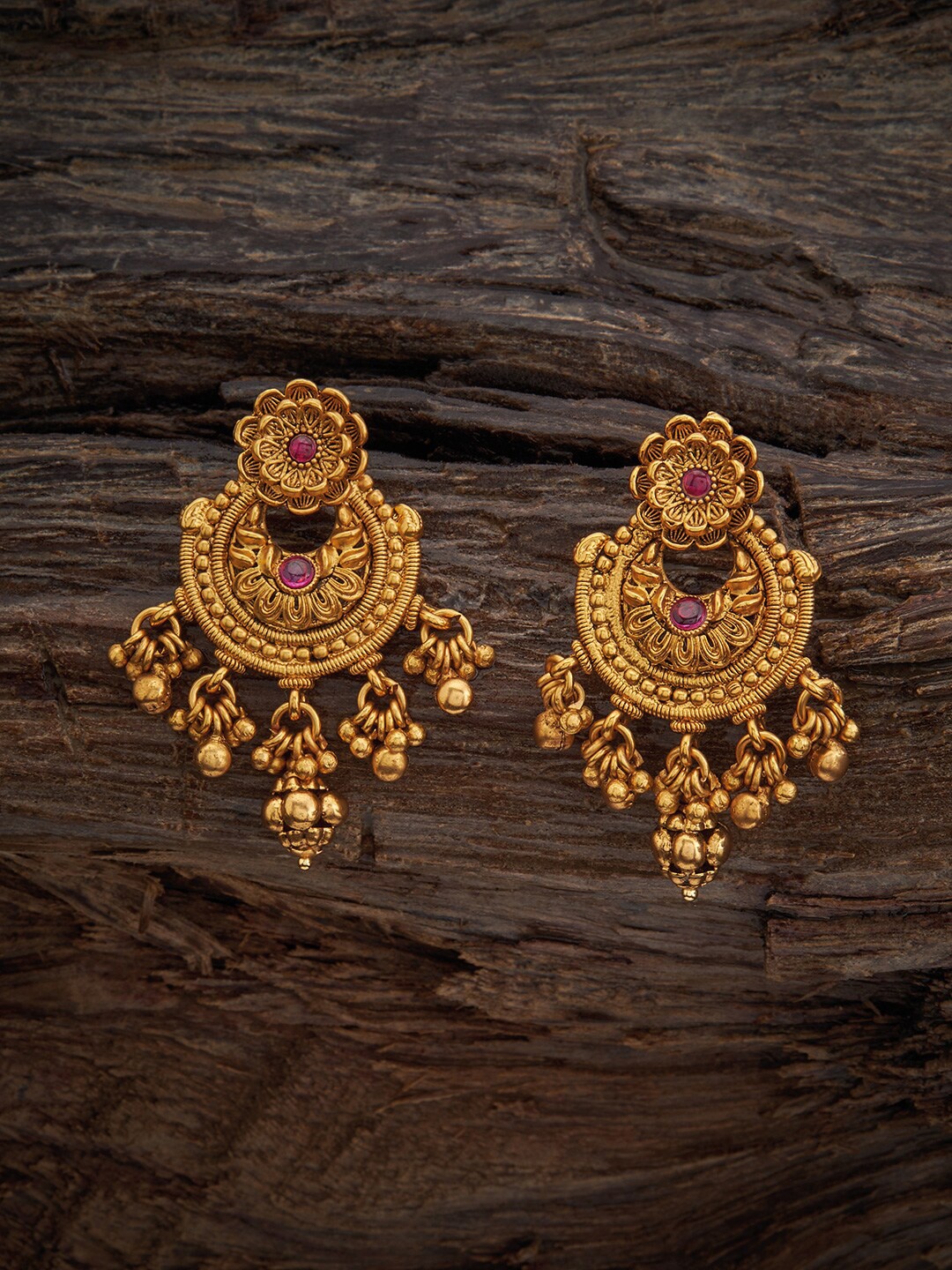

Kushal's Fashion Jewellery Gold-Plated Classic Antique Drop Earrings