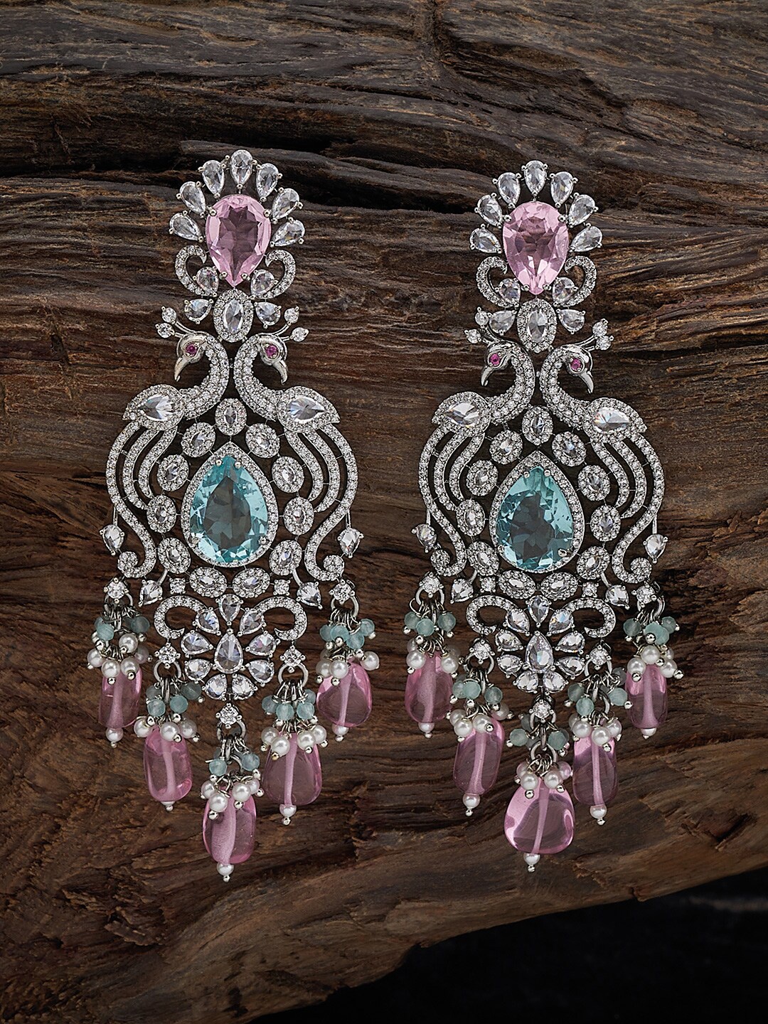 

Kushal's Fashion Jewellery Rhodium-Plated Contemporary Drop Earrings, Silver