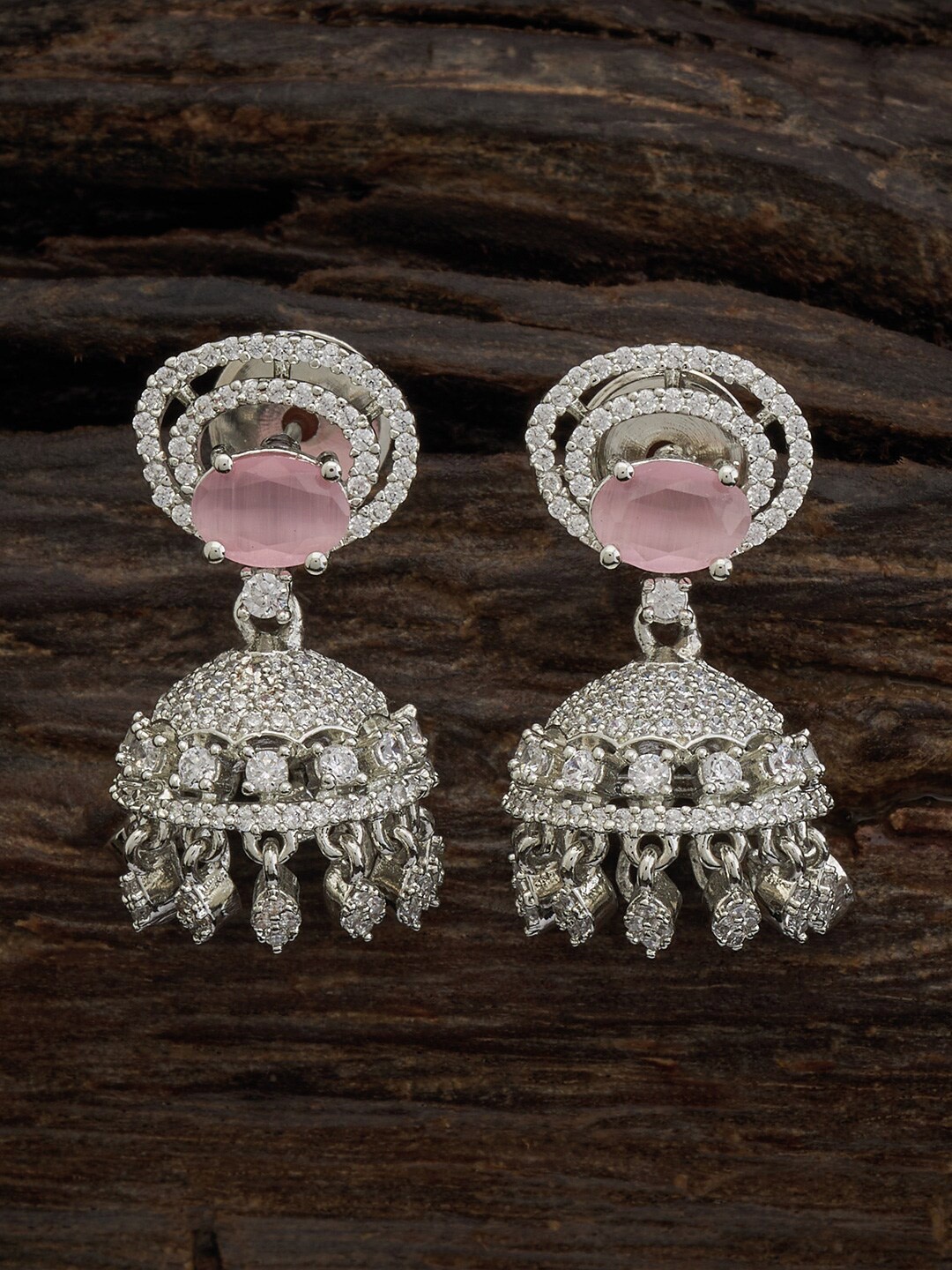 

Kushal's Fashion Jewellery Rhodium-Plated Dome Shaped Jhumkas, Silver