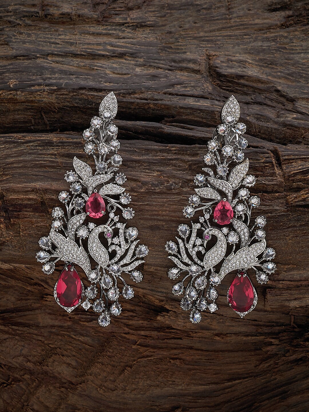

Kushal's Fashion Jewellery Rhodium-Plated Contemporary Drop Earrings, Silver