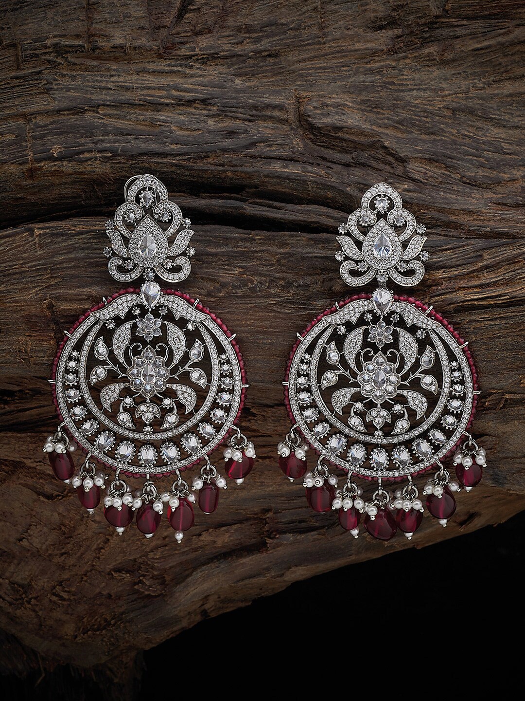 

Kushal's Fashion Jewellery Rhodium-Plated Contemporary Drop Earrings, Silver