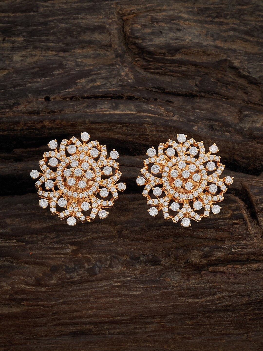 

Kushal's Fashion Jewellery Gold-Plated Cubic Zirconia Studded Studs Earrings, White
