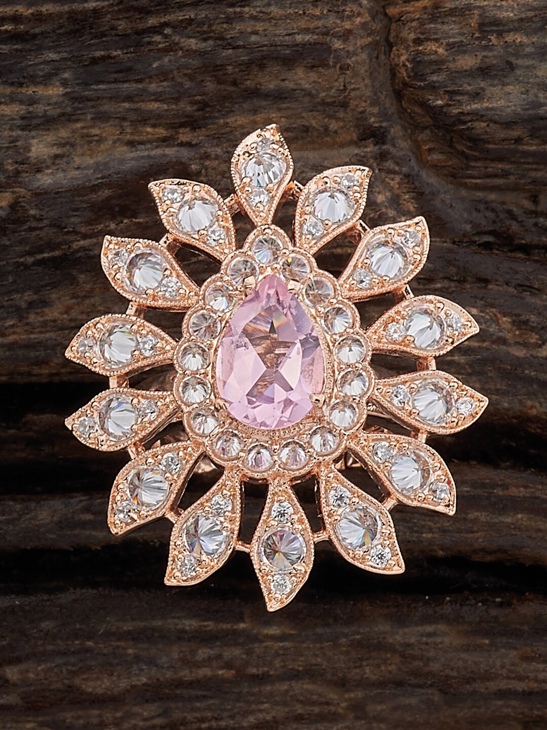 

Kushal's Fashion Jewellery Rose Gold-Plated Cubic Zirconia Studded Finger Ring