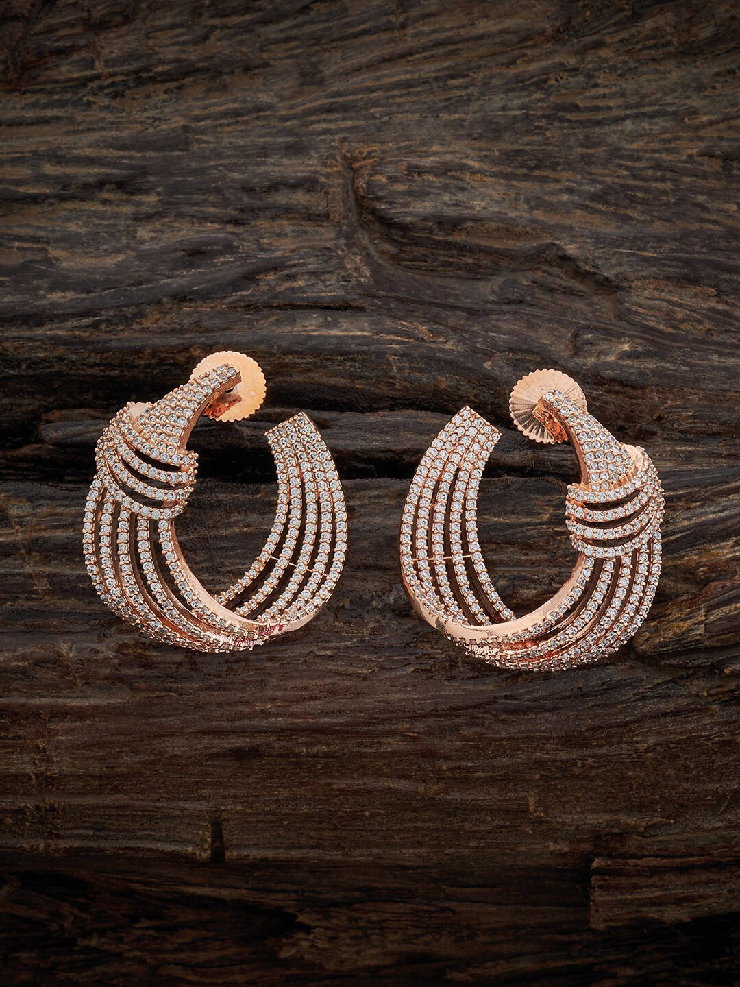 

Kushal's Fashion Jewellery Rose Gold-Plated Classic Cubic Zirconia Studded Studs Earrings, White