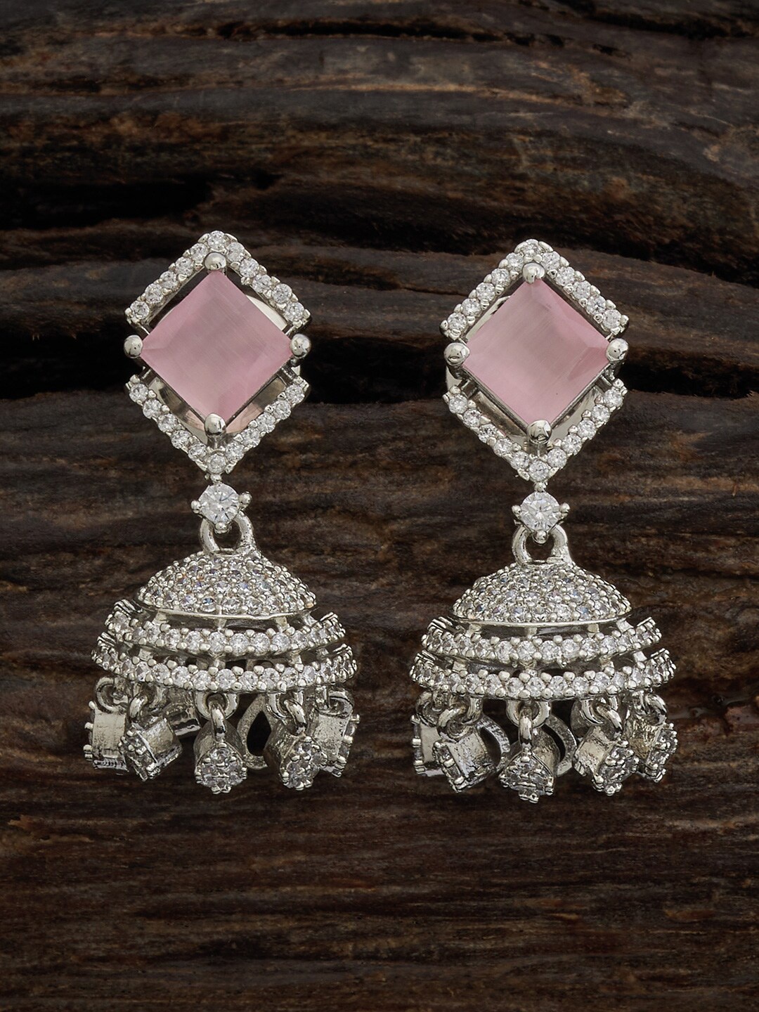 

Kushal's Fashion Jewellery Rhodium-Plated Dome Shaped Jhumkas, Silver