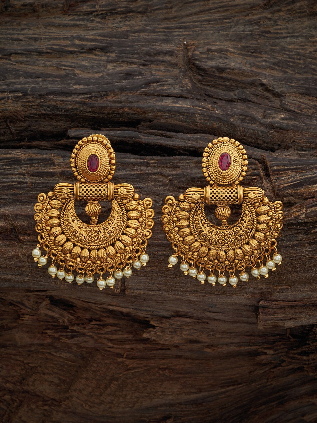 

Kushal's Fashion Jewellery Gold-Plated Circular Chandbalis