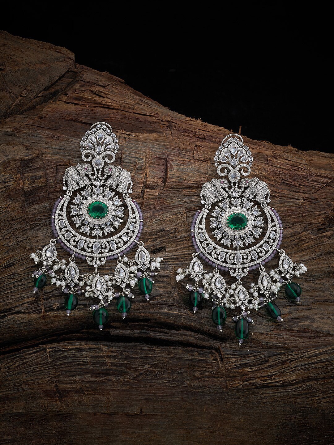 

Kushal's Fashion Jewellery Rhodium-Plated Classic Chandbalis, Silver