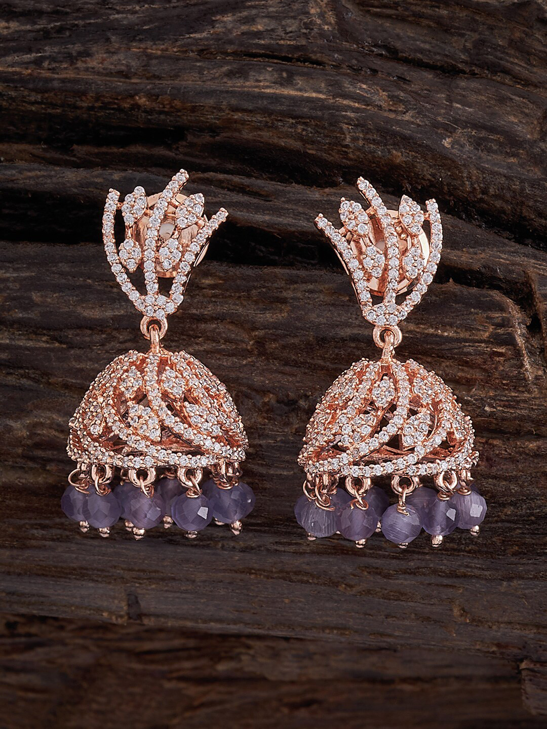 

Kushal's Fashion Jewellery Rose Gold-Plated Dome Shaped Jhumkas