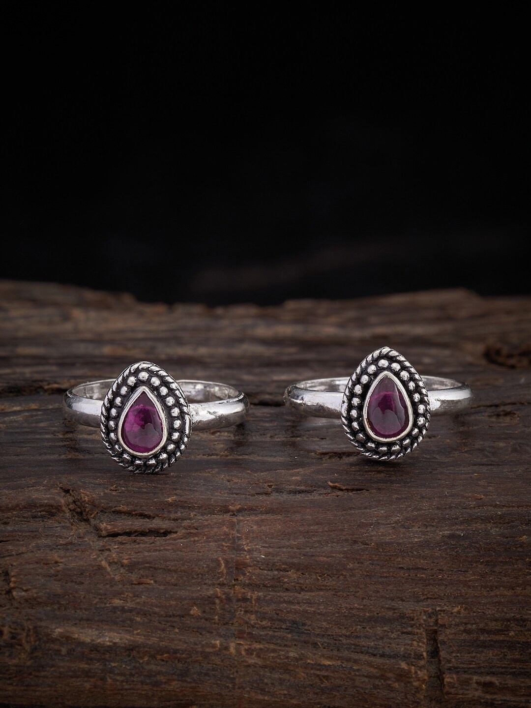 

Kushal's Fashion Jewellery Silver Rhodium-Plated Stone-Studded Toe Rings