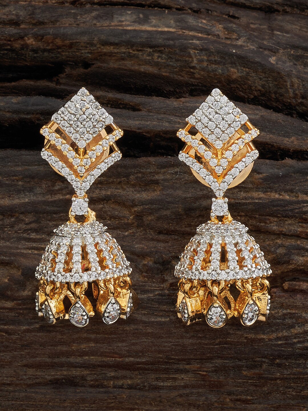 

Kushal's Fashion Jewellery Rhodium-Plated Dome Shaped Jhumkas, White