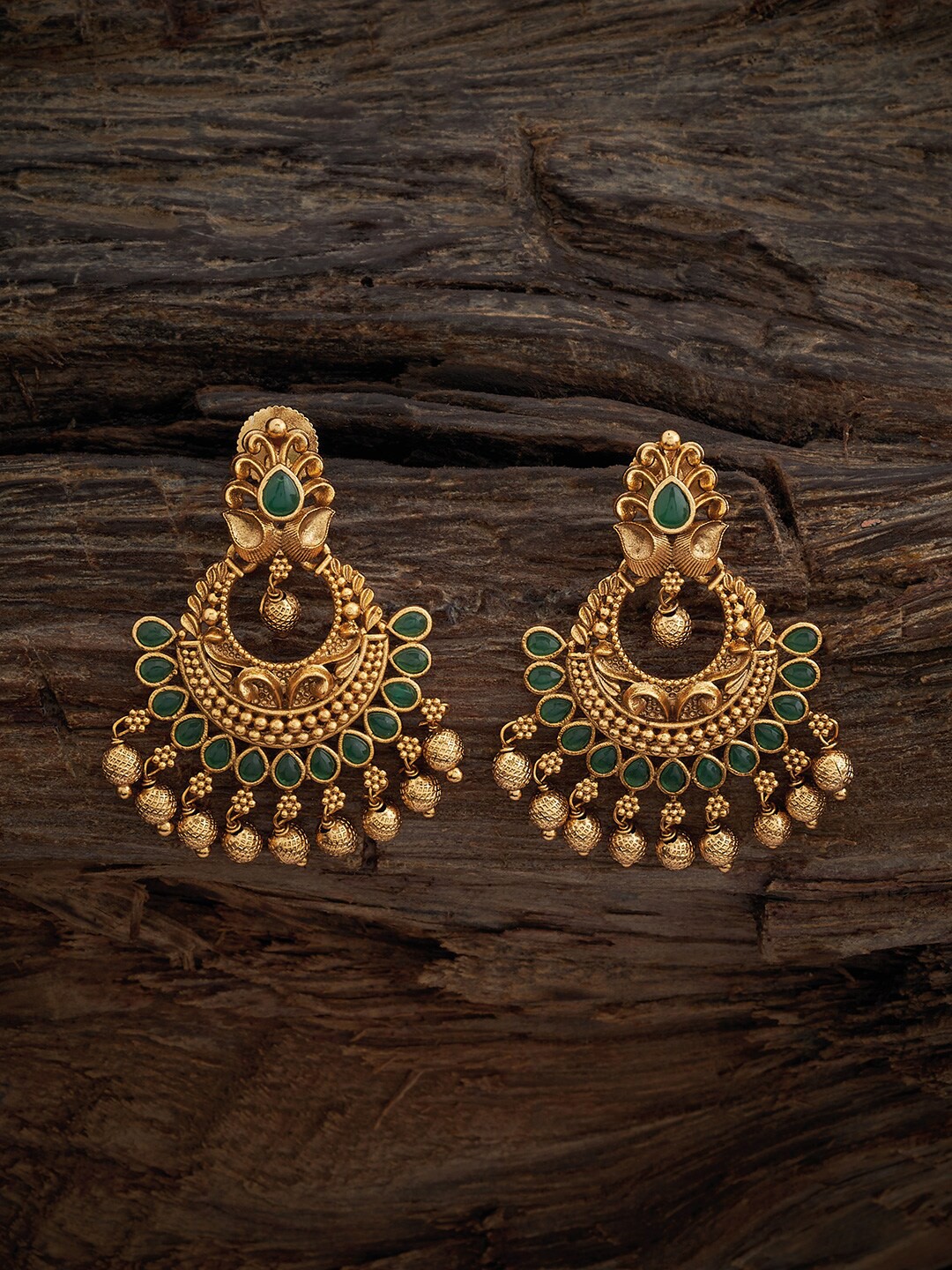 

Kushal's Fashion Jewellery Gold-Plated Classic Chandbalis, Green
