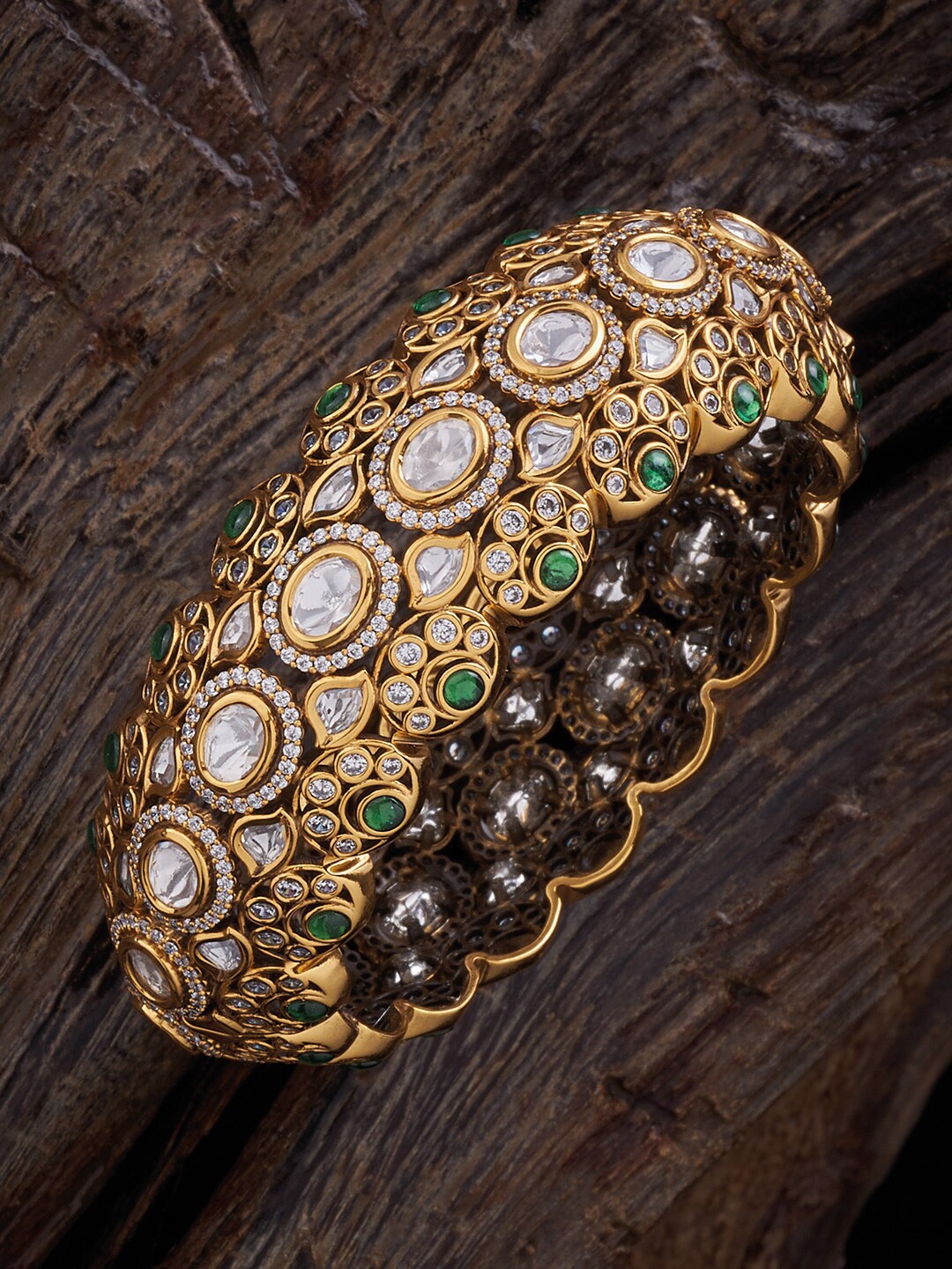 

Kushal's Fashion Jewellery Kundan Studded Bangle, Green
