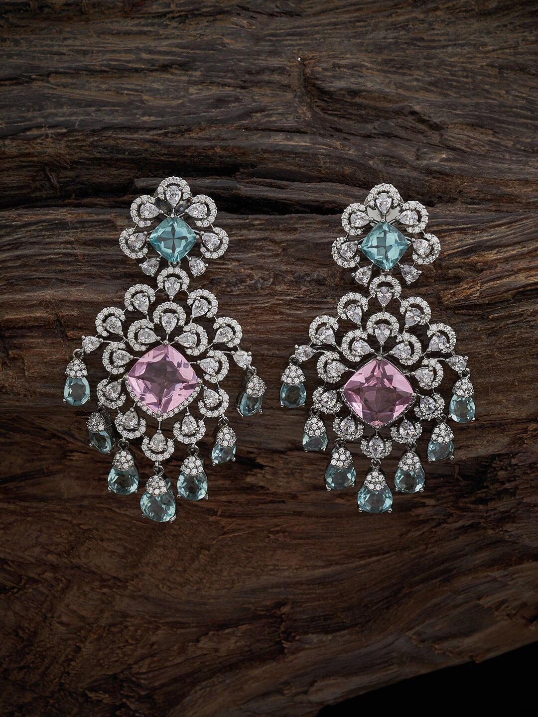 

Kushal's Fashion Jewellery Rhodium-Plated Classic Drop Earrings, Pink