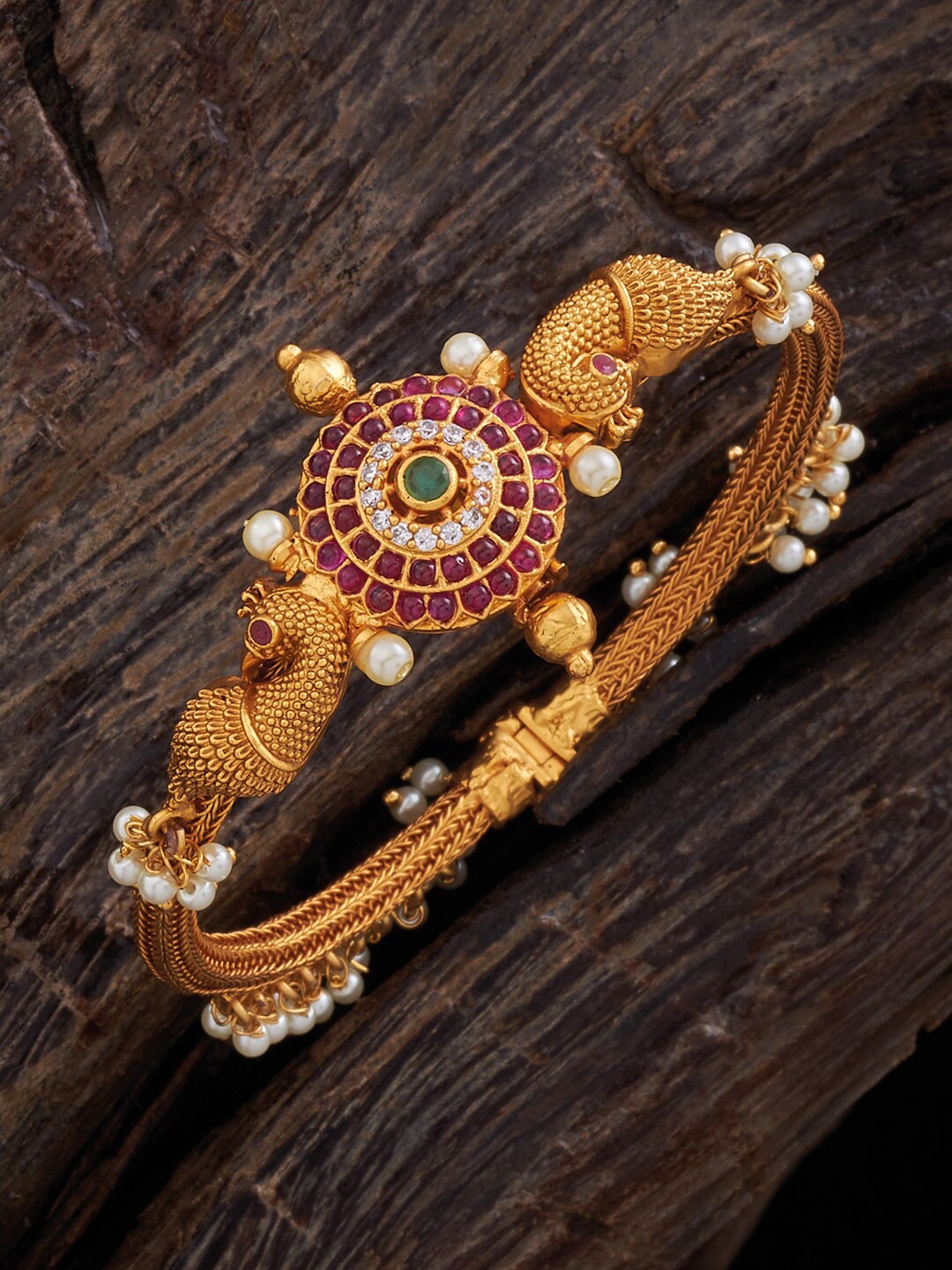 

Kushal's Fashion Jewellery Antique Gold Plated Kada Bracelet