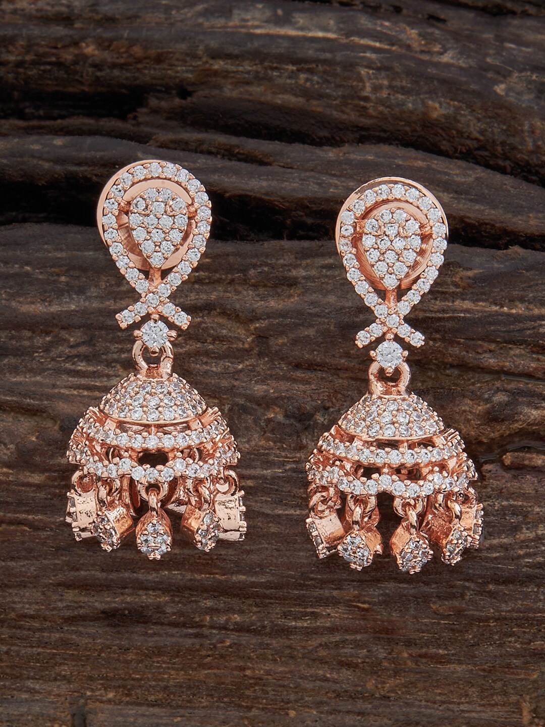 

Kushal's Fashion Jewellery Rose Gold Plated Jhumkas