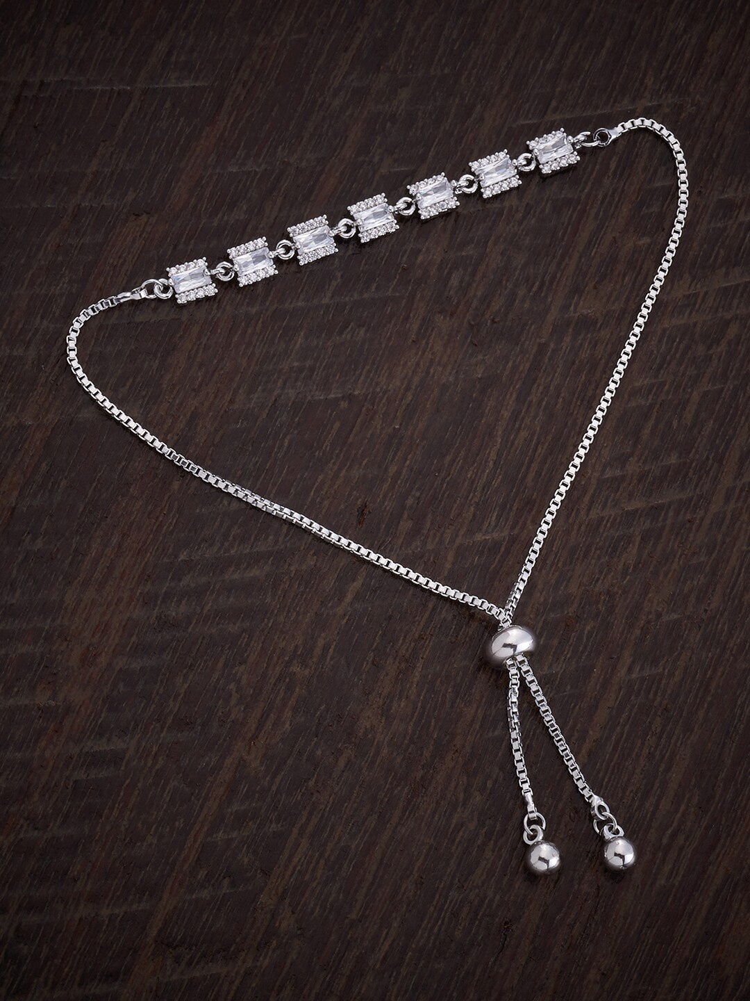

Kushal's Fashion Jewellery Rhodium Plated Link Bracelet, Silver