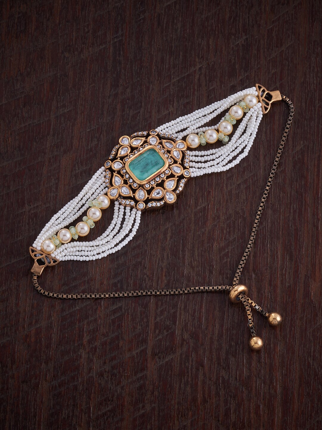 

Kushal's Fashion Jewellery Kundan Wraparound Bracelet, Gold