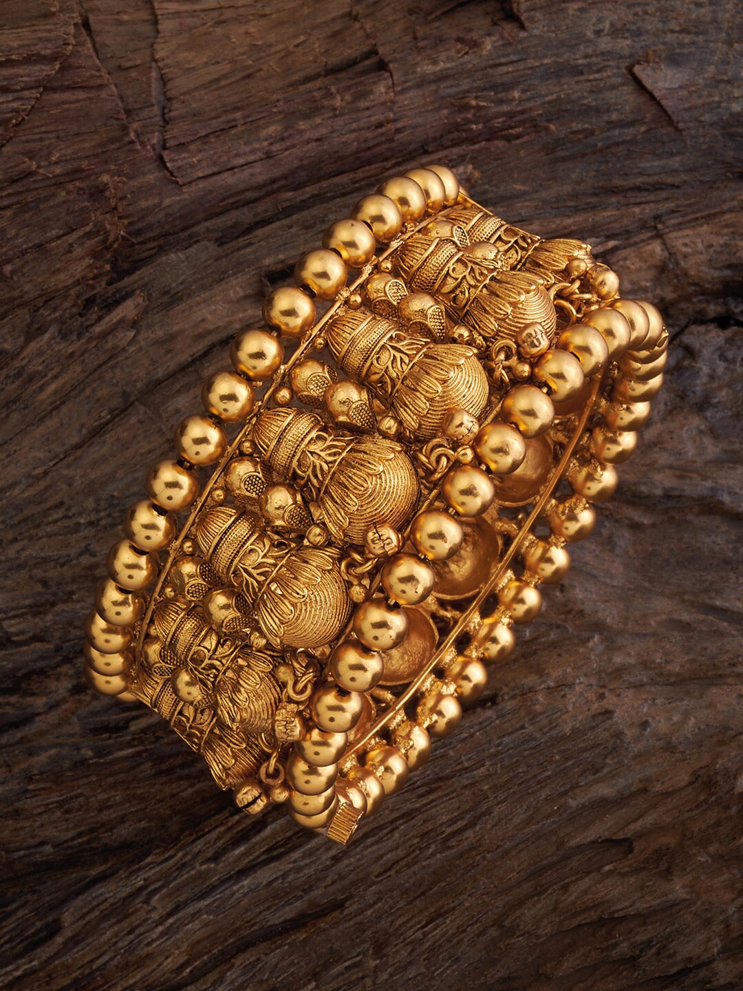 

Kushal's Fashion Jewellery Gold-Plated Antique Bangles