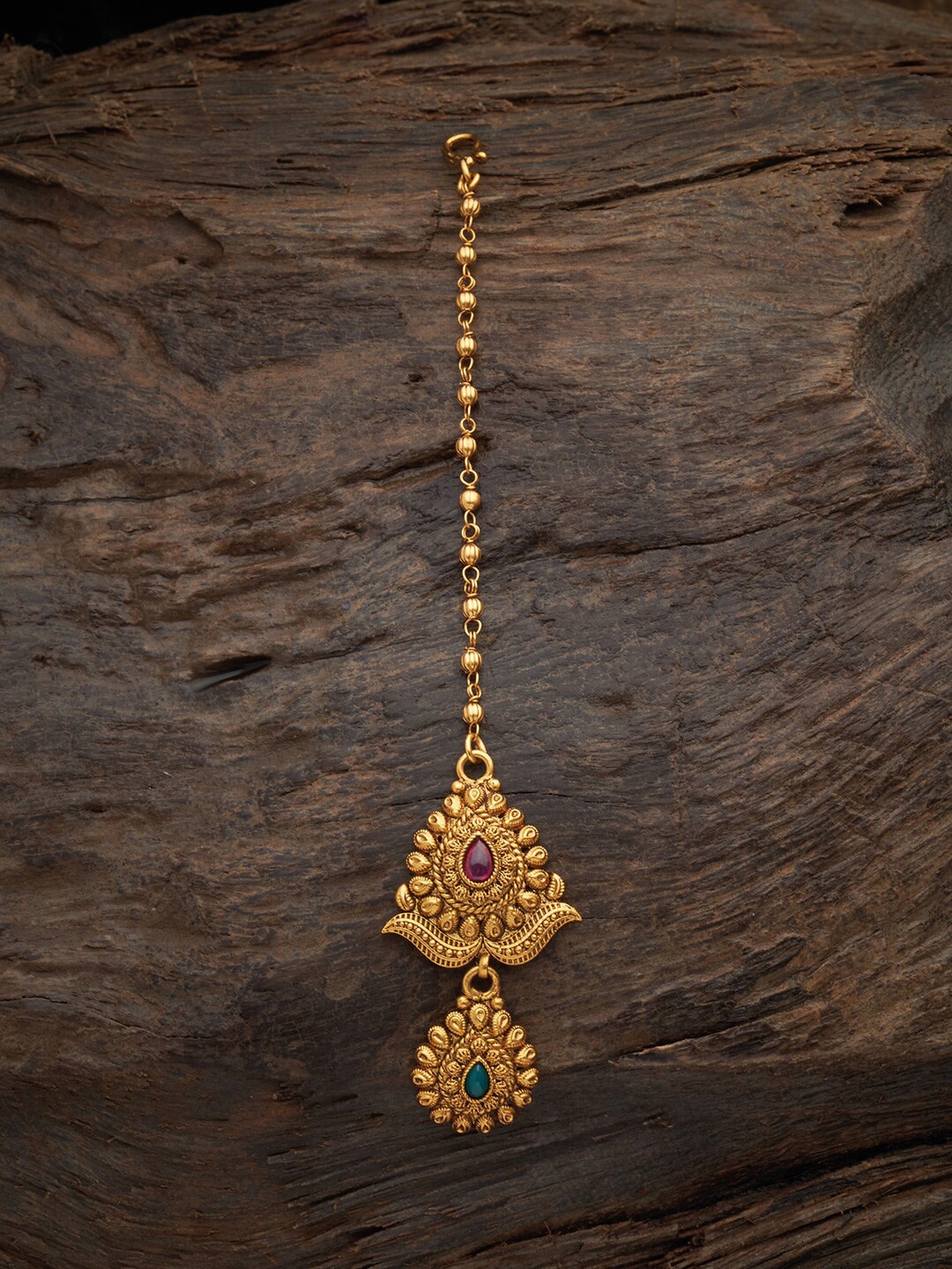 

Kushal's Fashion Jewellery Gold-Plated Stone-Studded Maang Tikka