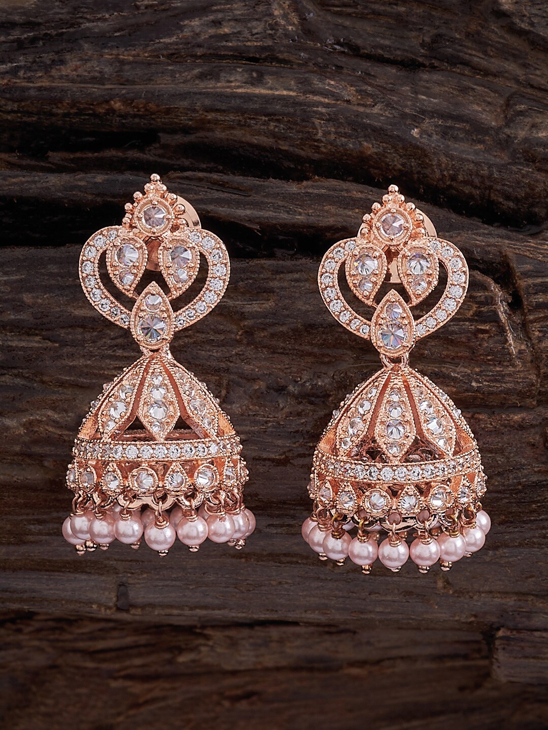

Kushal's Fashion Jewellery Rose Gold Plated Jhumkas