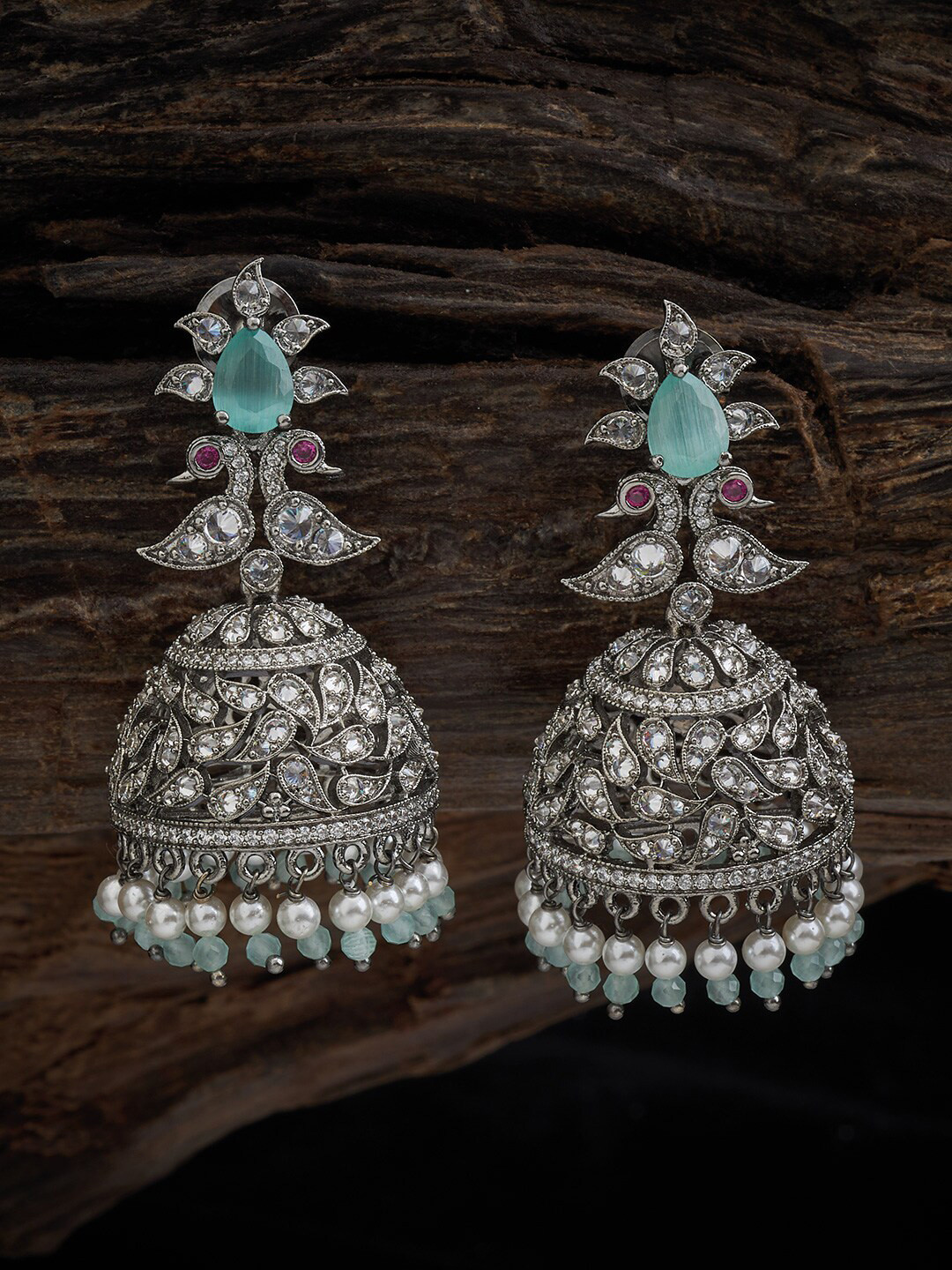

Kushal's Fashion Jewellery Rhodium Plated Jhumkas, Silver