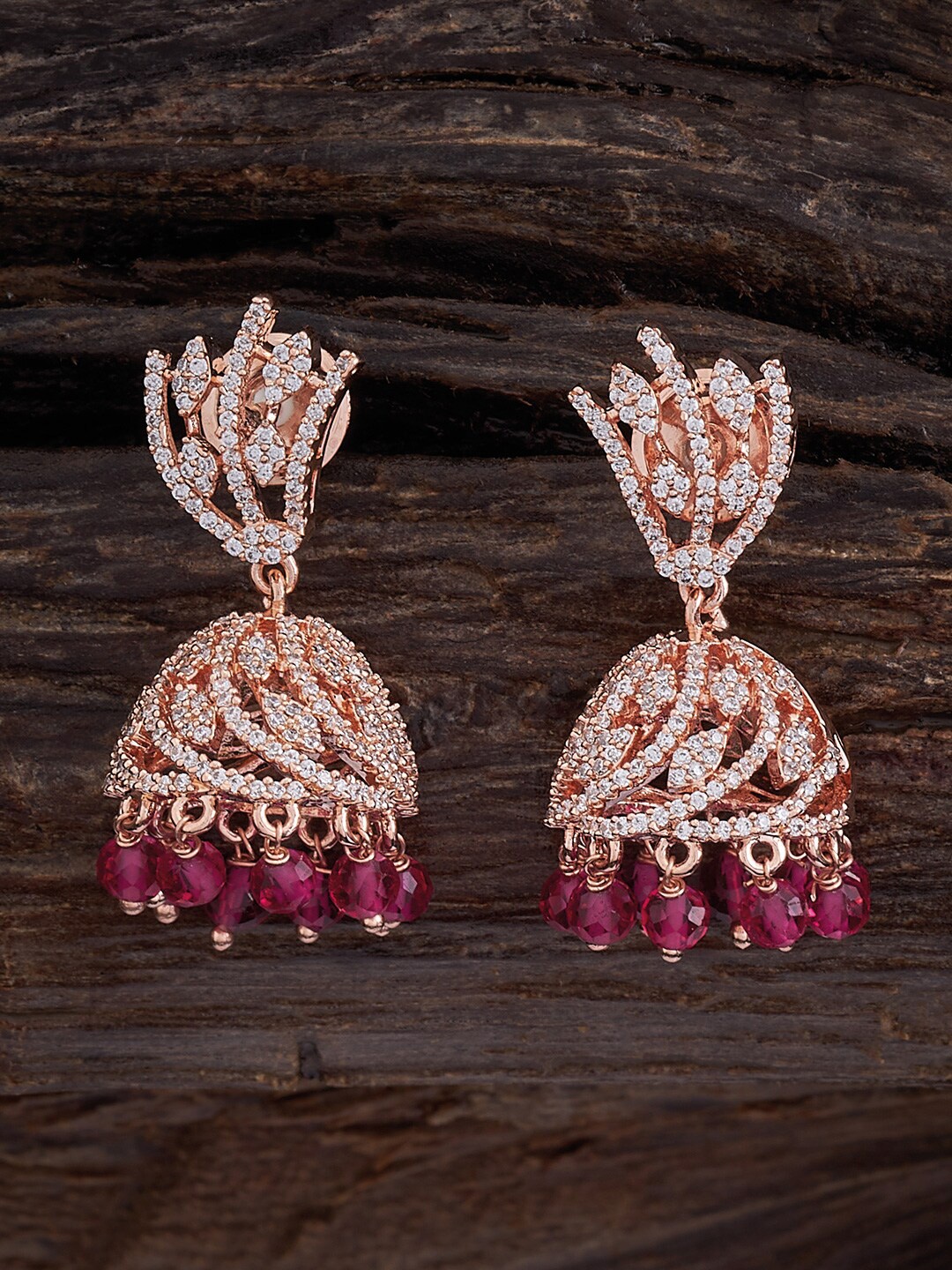 

Kushal's Fashion Jewellery Rose Gold Plated Jhumkas