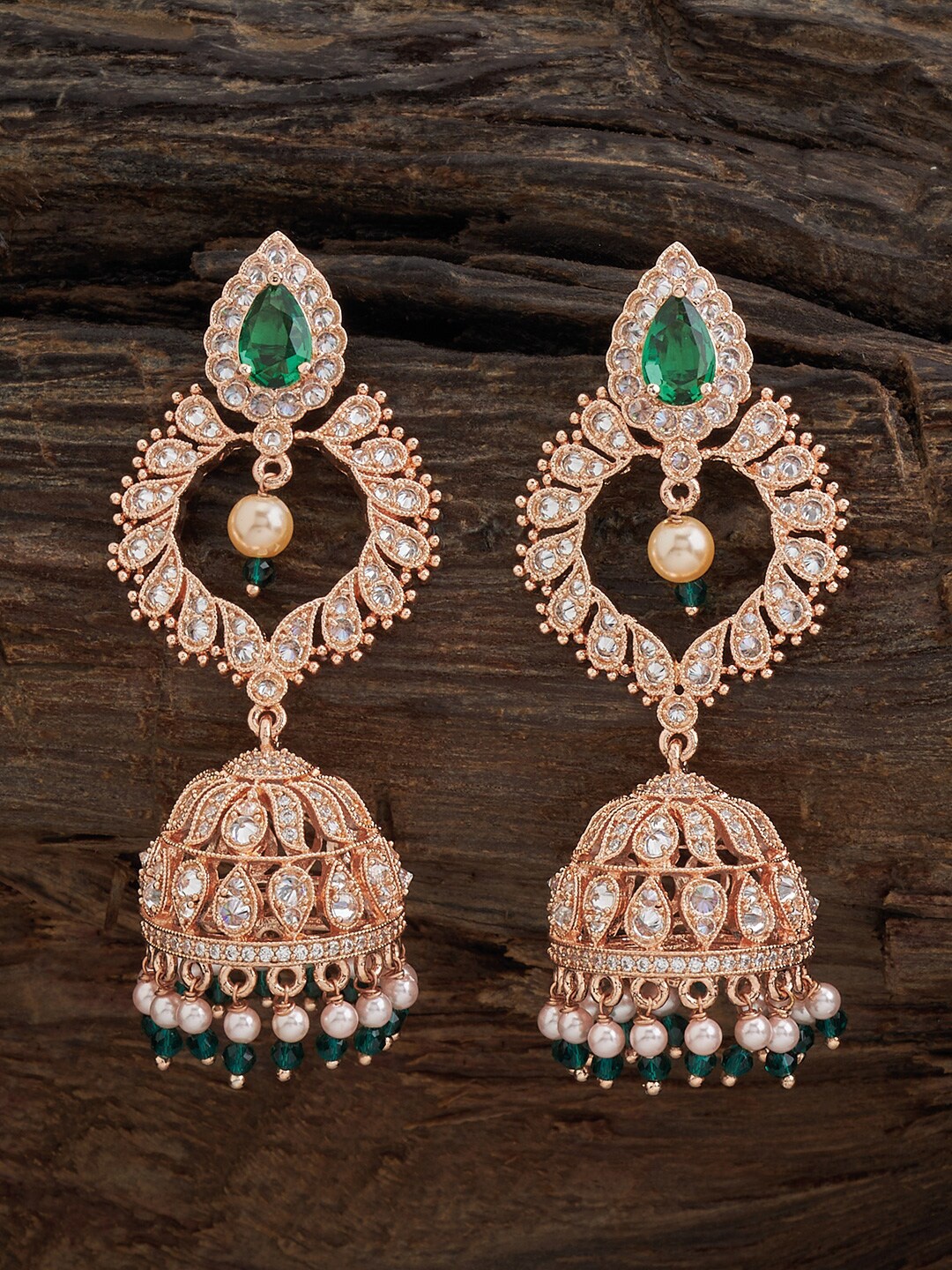 

Kushal's Fashion Jewellery Rose Gold Plated Jhumkas