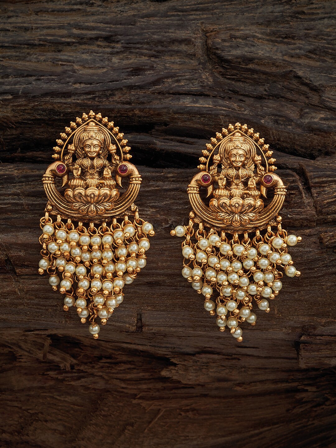 

Kushal's Fashion Jewellery Gold Plated Classic Drop Earrings, Red