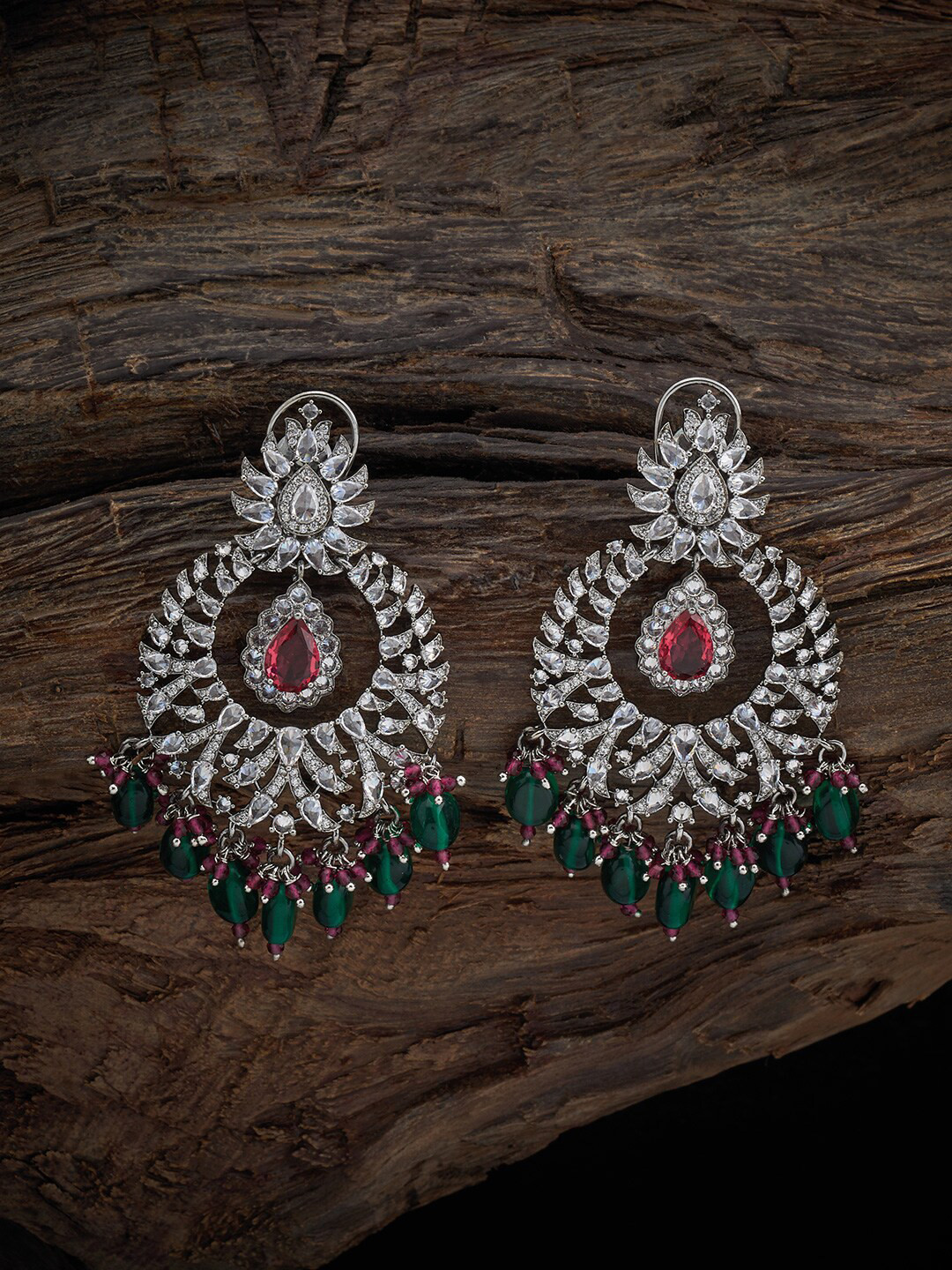 

Kushal's Fashion Jewellery Rhodium-Plated Classic Drop Earrings, Red