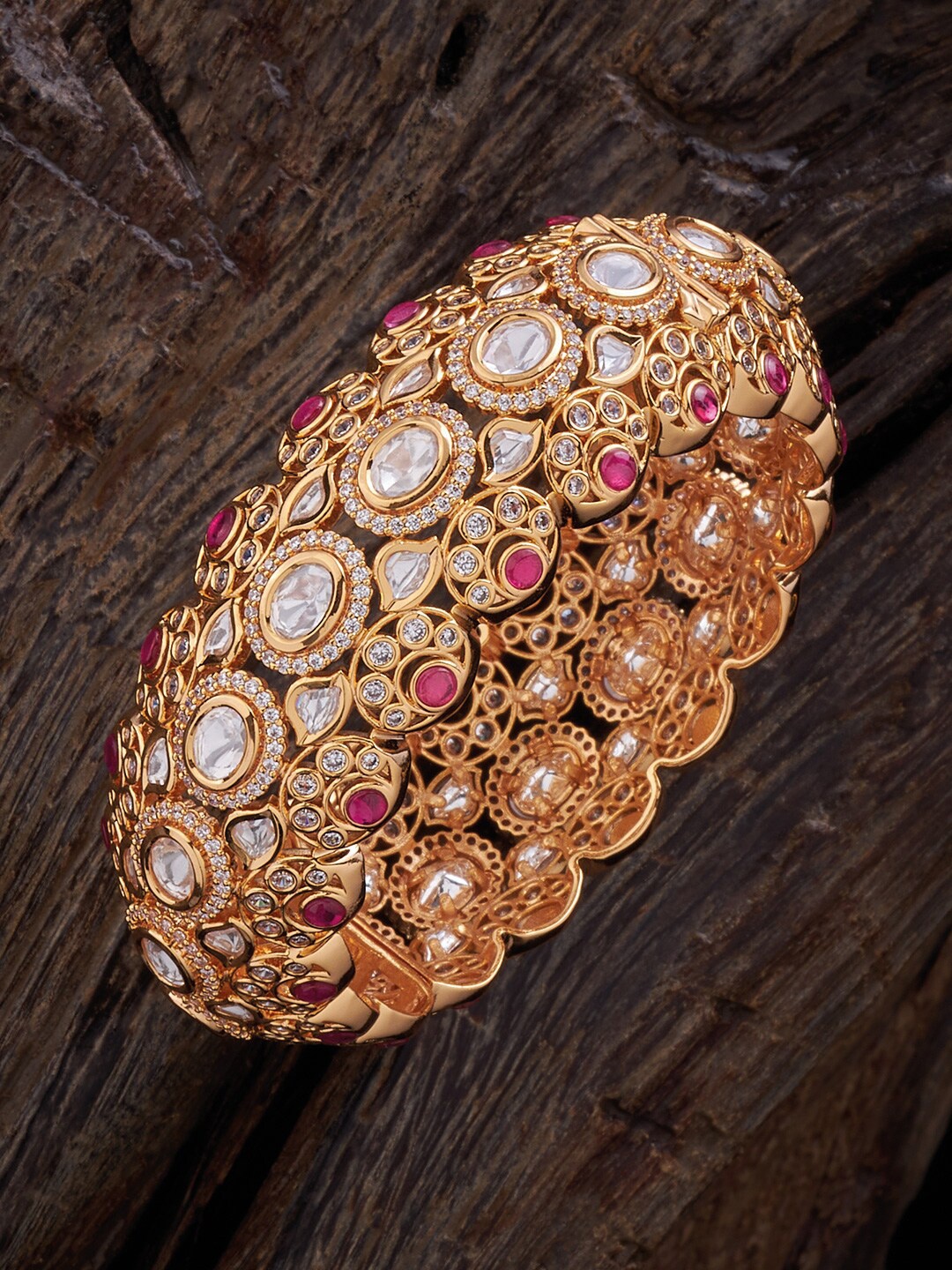 

Kushal's Fashion Jewellery Kundan Studded Bangle, Gold