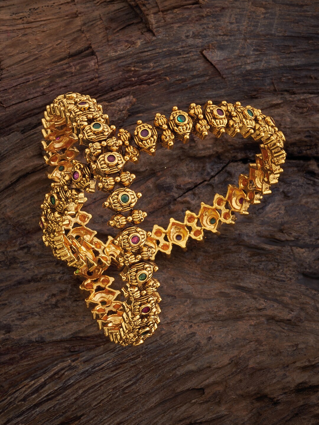 

Kushal's Fashion Jewellery Set Of 2 Gold-Plated Antique Bangles