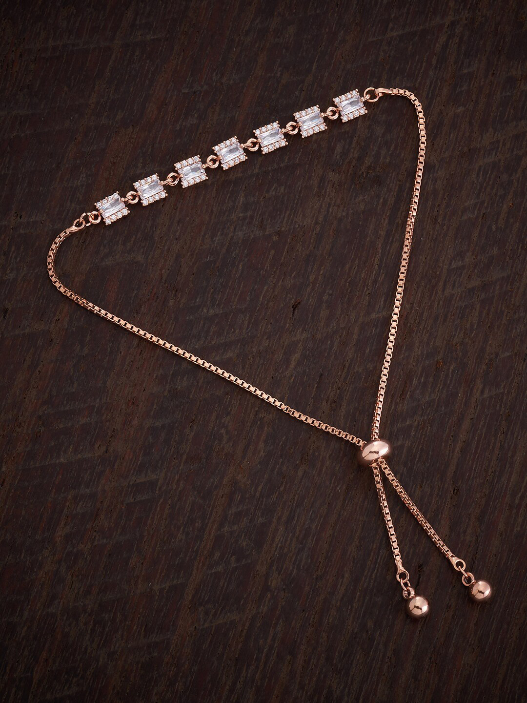 

Kushal's Fashion Jewellery Rose Gold-Plated Cubic Zirconia Studded Wraparound Bracelet